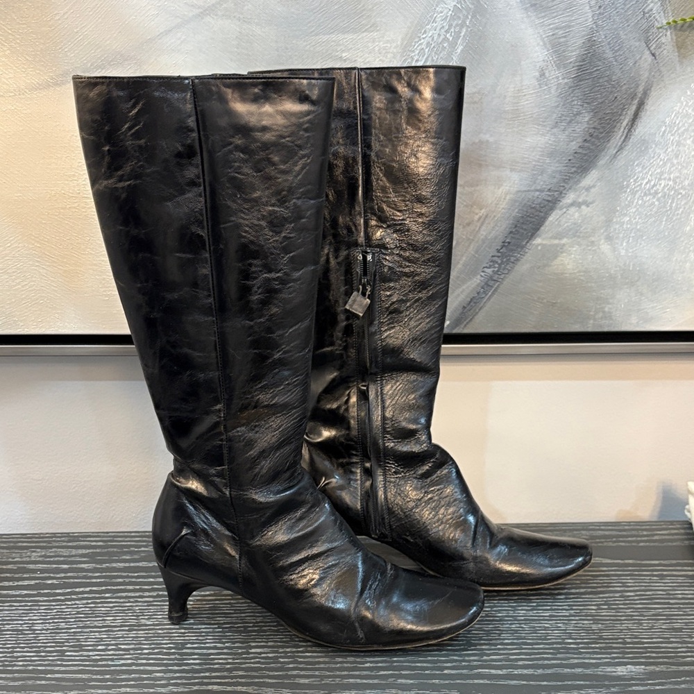 CNC Costume National Black Leather Knee-High Boots
